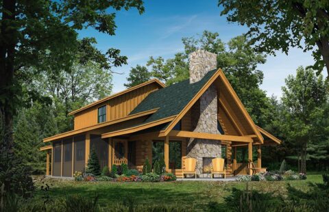 The image depicts an intricate design plan for a beautifully crafted log home that we manufacture.