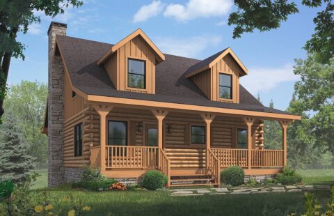 The image showcases a 3D design of our log home blueprint, reflecting our exquisite craftsmanship and focus on sustainable living.