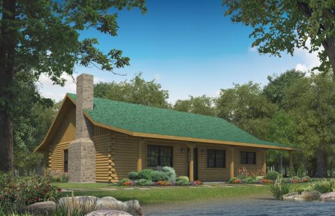 The image showcases a beautifully crafted digital rendering of one of our company's log cabins.