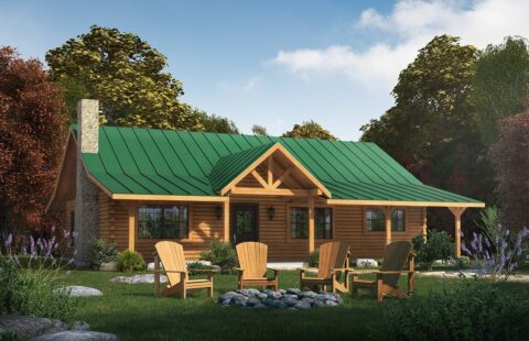 The image showcases a beautifully designed 3D rendering of our log cabin, demonstrating the exceptional craftsmanship and quality materials we utilize in our manufacturing process.
